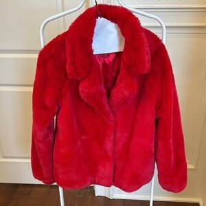 Jou Jou Vibrant Red Faux Fur Jacket